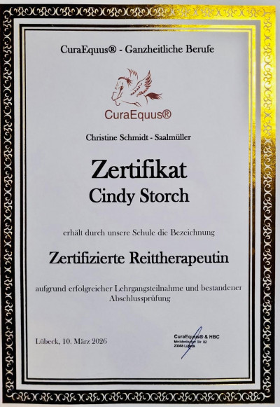 Cindy Storch zertifizierte Reittherapeutin
